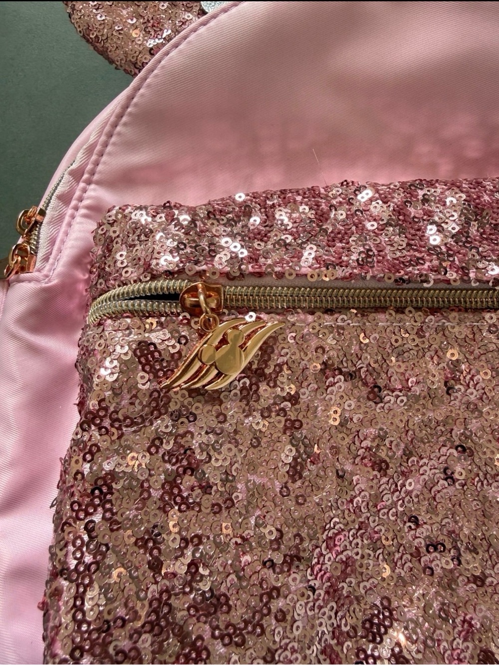 Disney Cruise Bibbity Boppity Pink Sequin Kids Backpack with Minnie Mouse Ears - Picture 2 of 3
